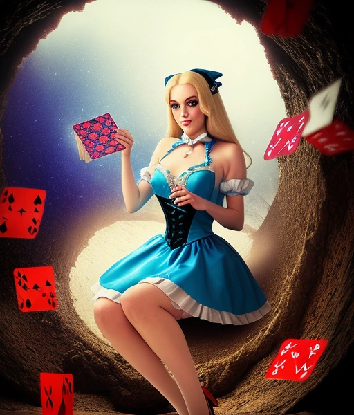 4. alice with cards sitting